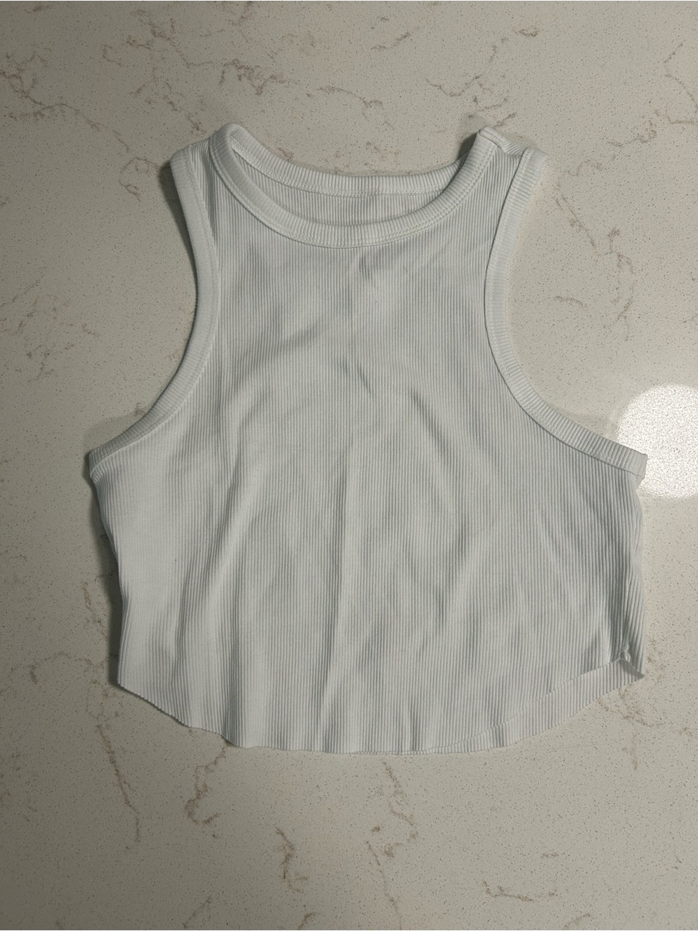 wild fable White Ribbed Crop Tank — High Neck Sleeveless